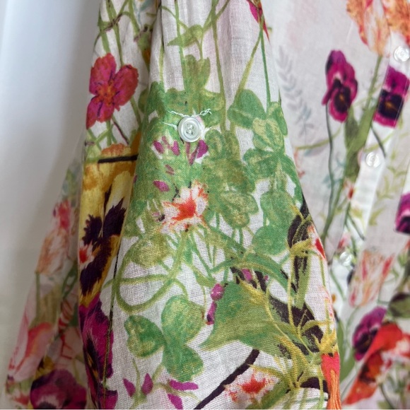 Target Pure Energy Semi-Sheer Cream Color Floral Roll Sleeve Blouse. Size 2. - Picture 7 of 14